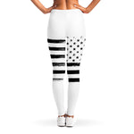 White And Black USA Flag Print Women's Leggings