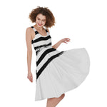 White And Black USA Flag Print Women's Sleeveless Dress