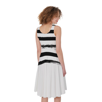 White And Black USA Flag Print Women's Sleeveless Dress