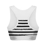 White And Black USA Flag Print Women's Sports Bra