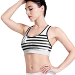White And Black USA Flag Print Women's Sports Bra