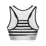 White And Black USA Flag Print Women's Sports Bra