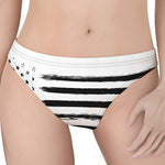 White And Black USA Flag Print Women's Thong