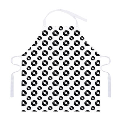 White And Black Vinyl Pattern Print Adjustable Apron