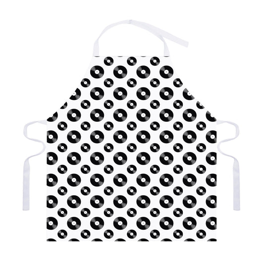 White And Black Vinyl Pattern Print Adjustable Apron