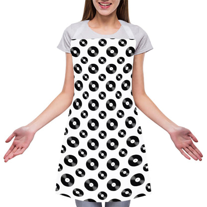 White And Black Vinyl Pattern Print Adjustable Apron