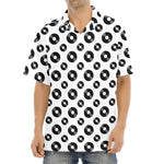 White And Black Vinyl Pattern Print Aloha Shirt