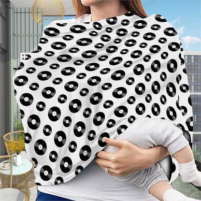 White And Black Vinyl Pattern Print Baby Seat Cover