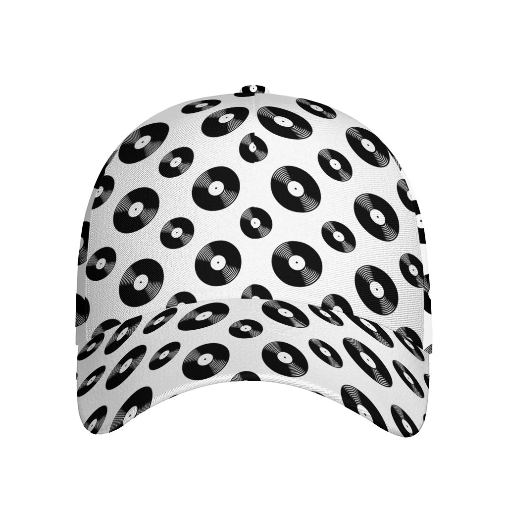 White And Black Vinyl Pattern Print Baseball Cap