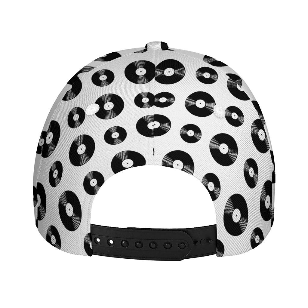 White And Black Vinyl Pattern Print Baseball Cap
