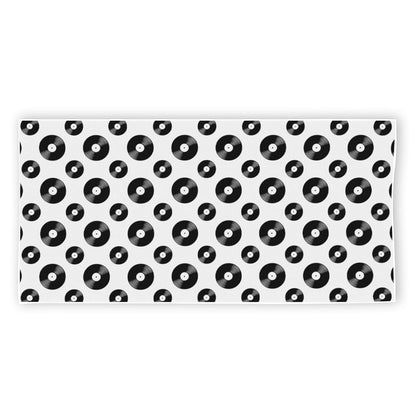 White And Black Vinyl Pattern Print Beach Towel