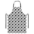 White And Black Vinyl Pattern Print Bib Apron With Pocket