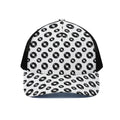 White And Black Vinyl Pattern Print Black Mesh Trucker Hat