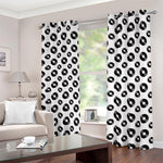 White And Black Vinyl Pattern Print Blackout Grommet Curtains