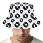 White And Black Vinyl Pattern Print Bucket Hat
