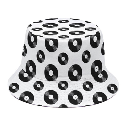 White And Black Vinyl Pattern Print Bucket Hat