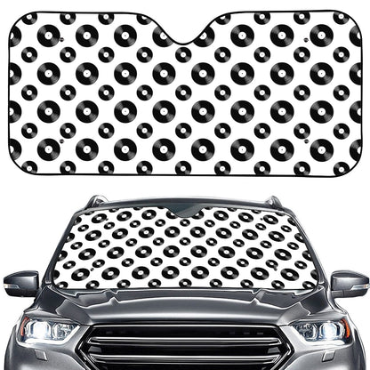 White And Black Vinyl Pattern Print Car Windshield Sun Shade