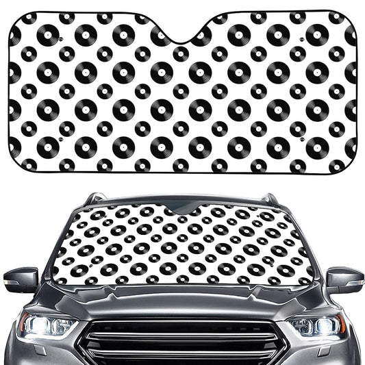 White And Black Vinyl Pattern Print Car Windshield Sun Shade