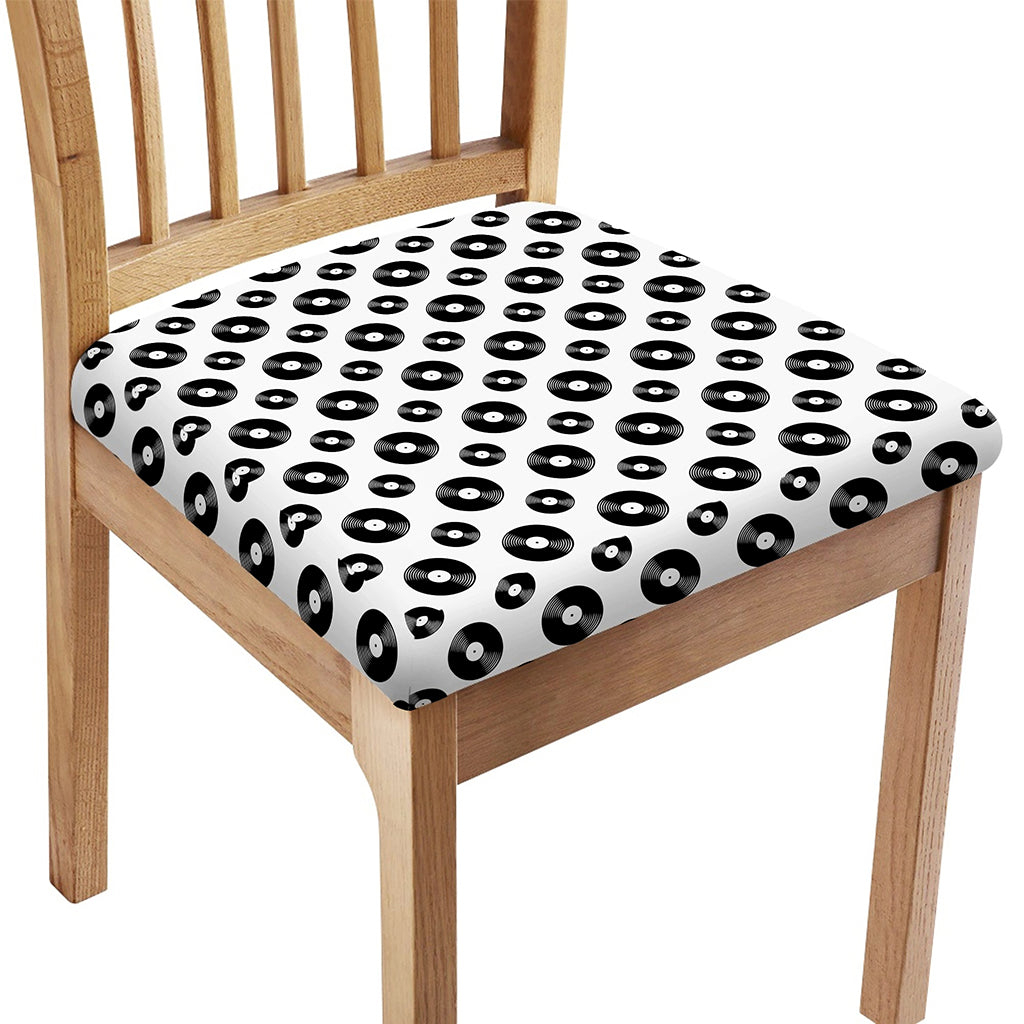 White And Black Vinyl Pattern Print Chair Cushion Cover