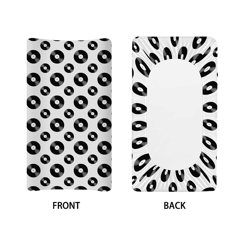White And Black Vinyl Pattern Print Changing Pad Cover