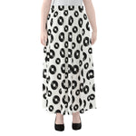 White And Black Vinyl Pattern Print Chiffon Maxi Skirt