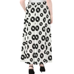 White And Black Vinyl Pattern Print Chiffon Maxi Skirt