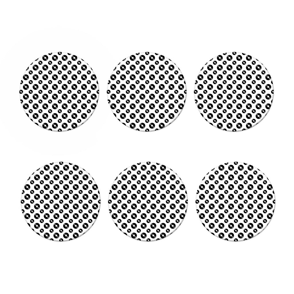 White And Black Vinyl Pattern Print Coaster Set