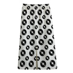 White And Black Vinyl Pattern Print Cotton Front Slit Maxi Skirt