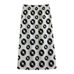 White And Black Vinyl Pattern Print Cotton Front Slit Maxi Skirt