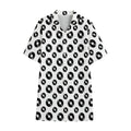 White And Black Vinyl Pattern Print Cotton Hawaiian Shirt