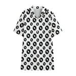 White And Black Vinyl Pattern Print Cotton Hawaiian Shirt