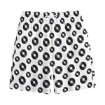 White And Black Vinyl Pattern Print Cotton Shorts