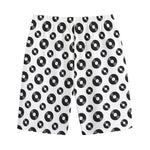 White And Black Vinyl Pattern Print Cotton Shorts