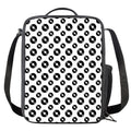 White And Black Vinyl Pattern Print Crossbody Lunch Bag