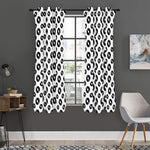 White And Black Vinyl Pattern Print Curtain