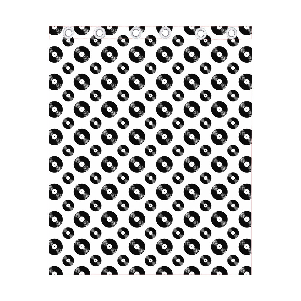 White And Black Vinyl Pattern Print Curtain