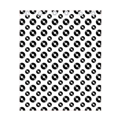 White And Black Vinyl Pattern Print Curtain