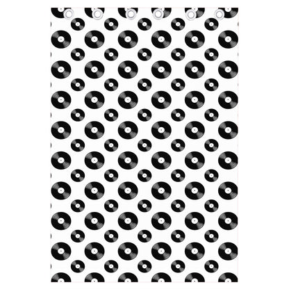 White And Black Vinyl Pattern Print Curtain