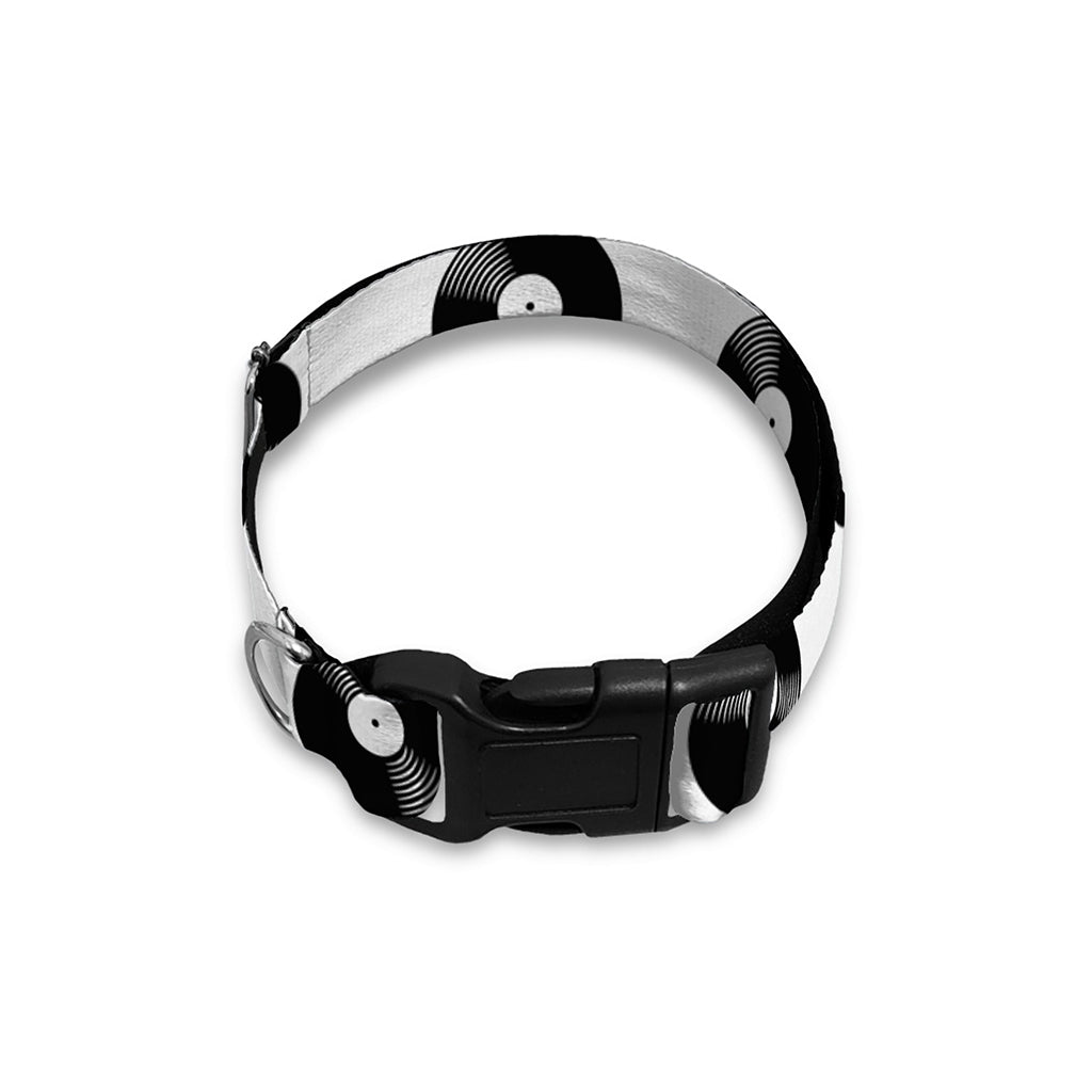 White And Black Vinyl Pattern Print Dog Collar