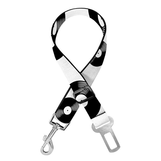 White And Black Vinyl Pattern Print Dog Seat Belt