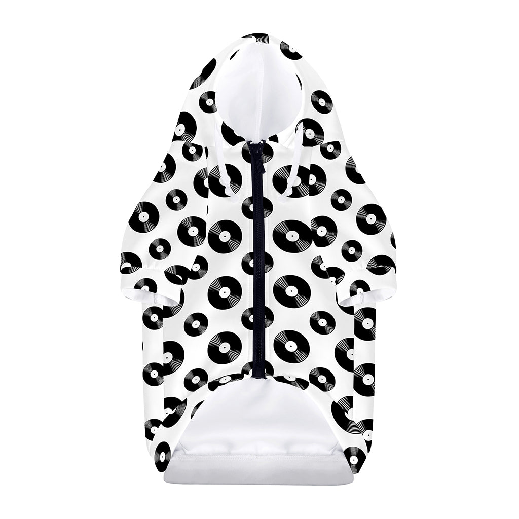 White And Black Vinyl Pattern Print Dog Zip Up Hoodie