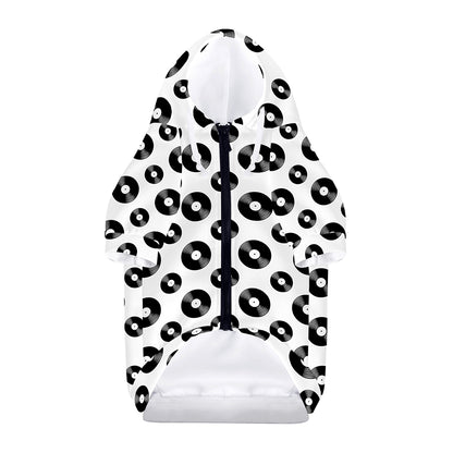 White And Black Vinyl Pattern Print Dog Zip Up Hoodie