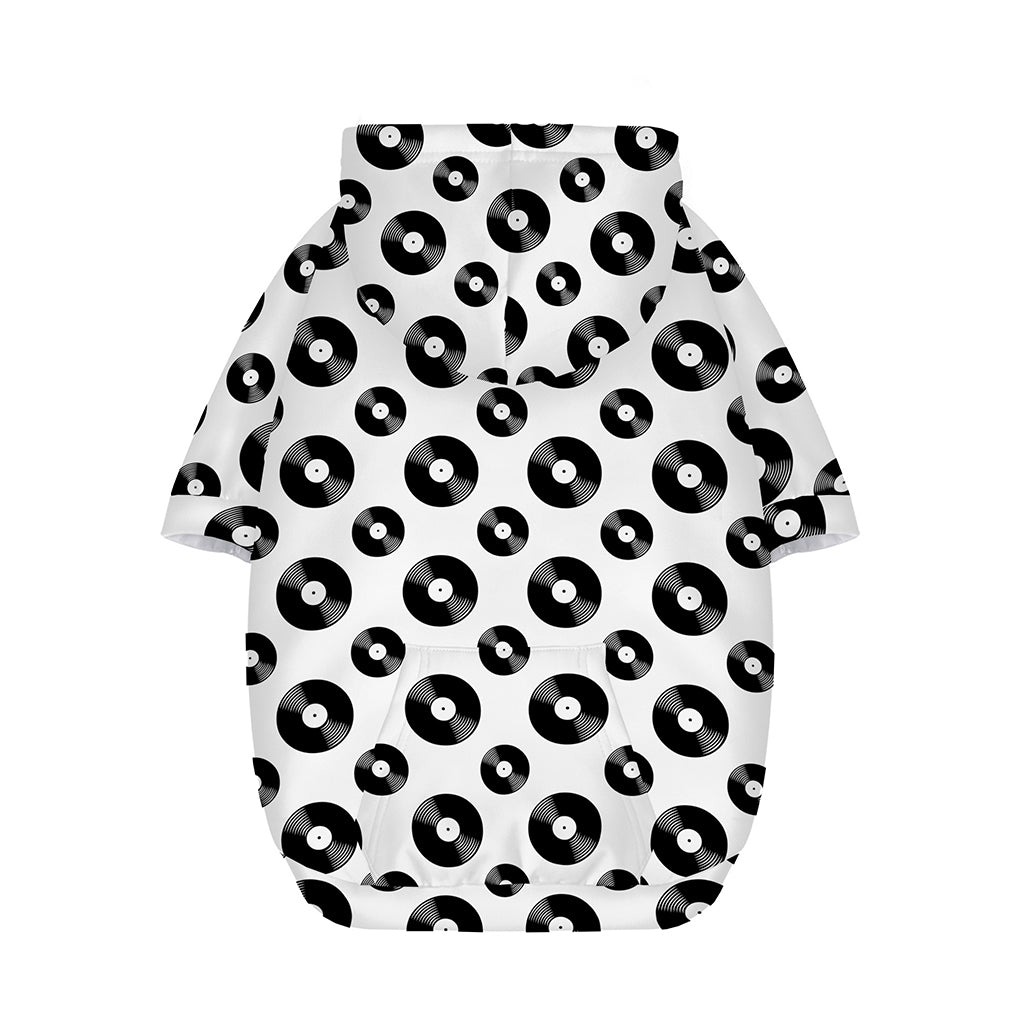 White And Black Vinyl Pattern Print Dog Zip Up Hoodie