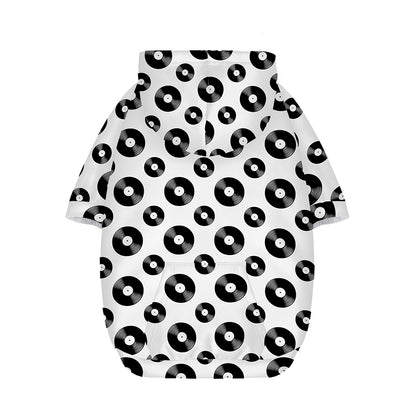 White And Black Vinyl Pattern Print Dog Zip Up Hoodie
