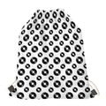White And Black Vinyl Pattern Print Drawstring Bag
