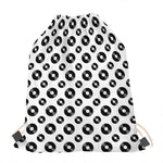 White And Black Vinyl Pattern Print Drawstring Bag