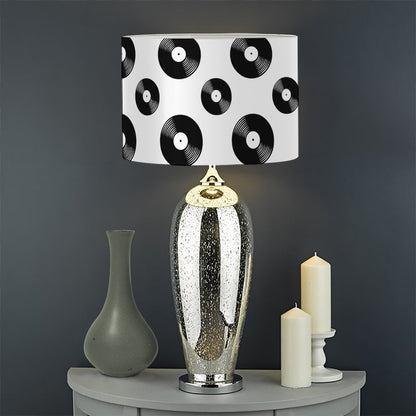 White And Black Vinyl Pattern Print Drum Lamp Shade