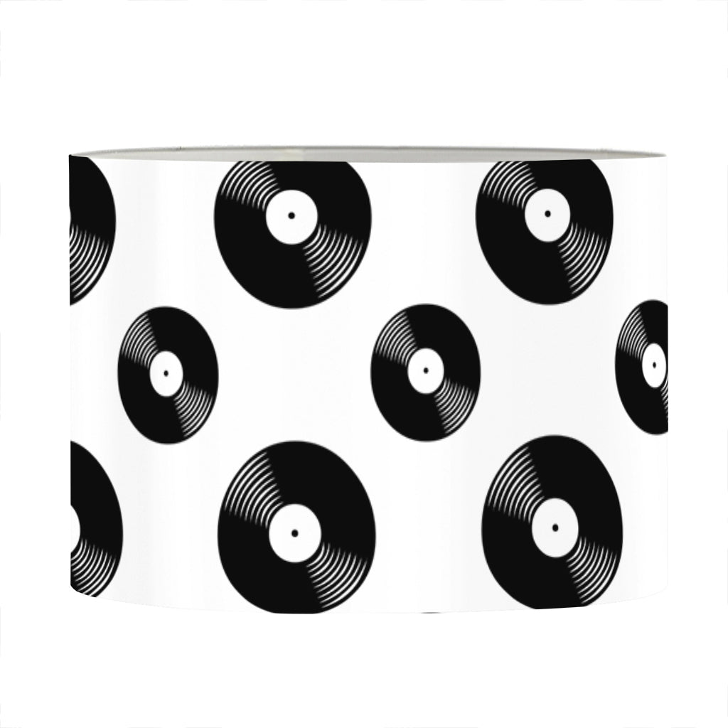 White And Black Vinyl Pattern Print Drum Lamp Shade