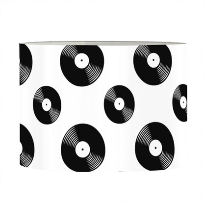 White And Black Vinyl Pattern Print Drum Lamp Shade