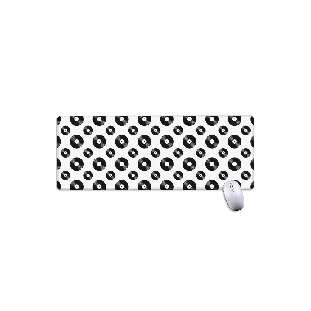 White And Black Vinyl Pattern Print Extended Mouse Pad
